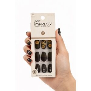 imPRESS Press On Manicure Festival Night 30 Nails Sunflowers Rhinestones 93-36